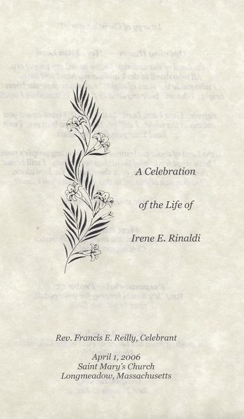 Church Services Program - Irene Rinaldi